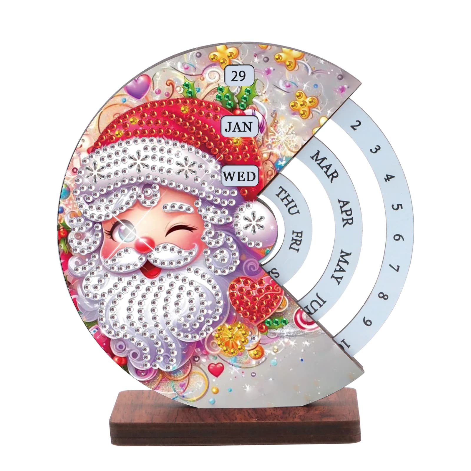 Kit calendario rotante con pittura diamante, settimana del mese del giorno rotante con arte del diamante di Babbo Natale e calendari riutilizzabili per regali decorativi