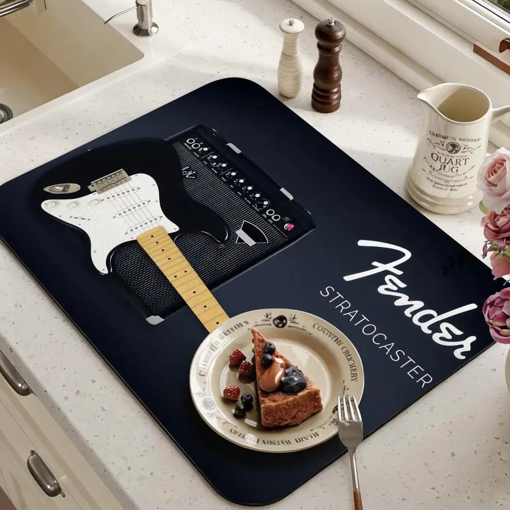 Tappetino per Chitarra F-Fender in Diatomite Ecologica, Antibatterico e Antiodore, per Cucina e Bagno
