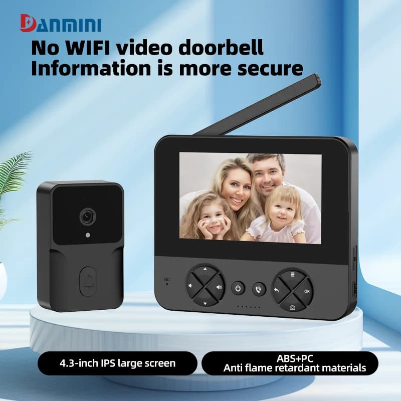 Campanello video wireless, display IPS da 4,3", citofono intelligente ad alta definizione 720P, chiamata bidirezionale wireless 2.4G, visione notturna