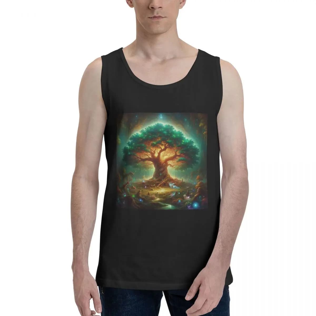 Enchanted Tree Of Life Felpa da uomo in cotone 100% Abbigliamento senza maniche Magliette da uomo T-shirt