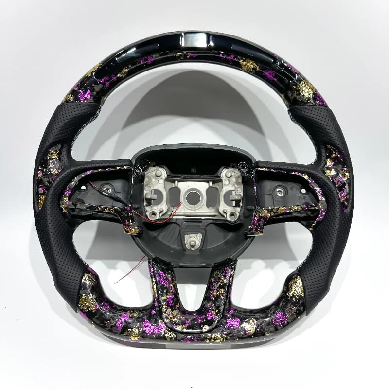 FOR Challenger Purpel-Gold Forged Carbon Fiber Customizable Sports Steering Wheel Suitable for Charger Challenger SRT