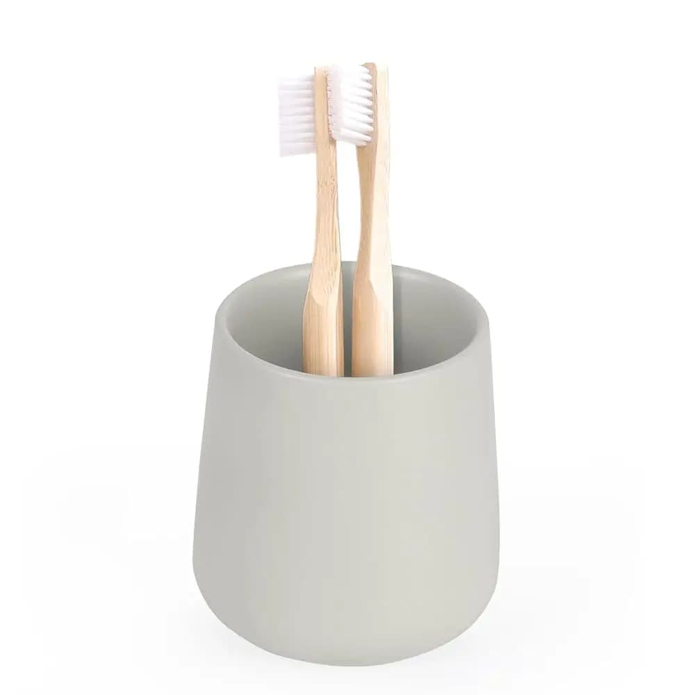 Portaspazzolino in Ceramica da 12 oz, Porta Dentifricio e Bicchiere per Bagno e Piano di Lavoro, Organizzatore per Cosmetici e Trucchi