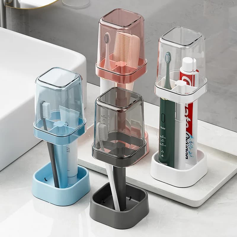 Portaspazzolino da Bagno con Coperchio, Antipolvere e Drenante, per Spazzolino Elettrico e Uso Domestico