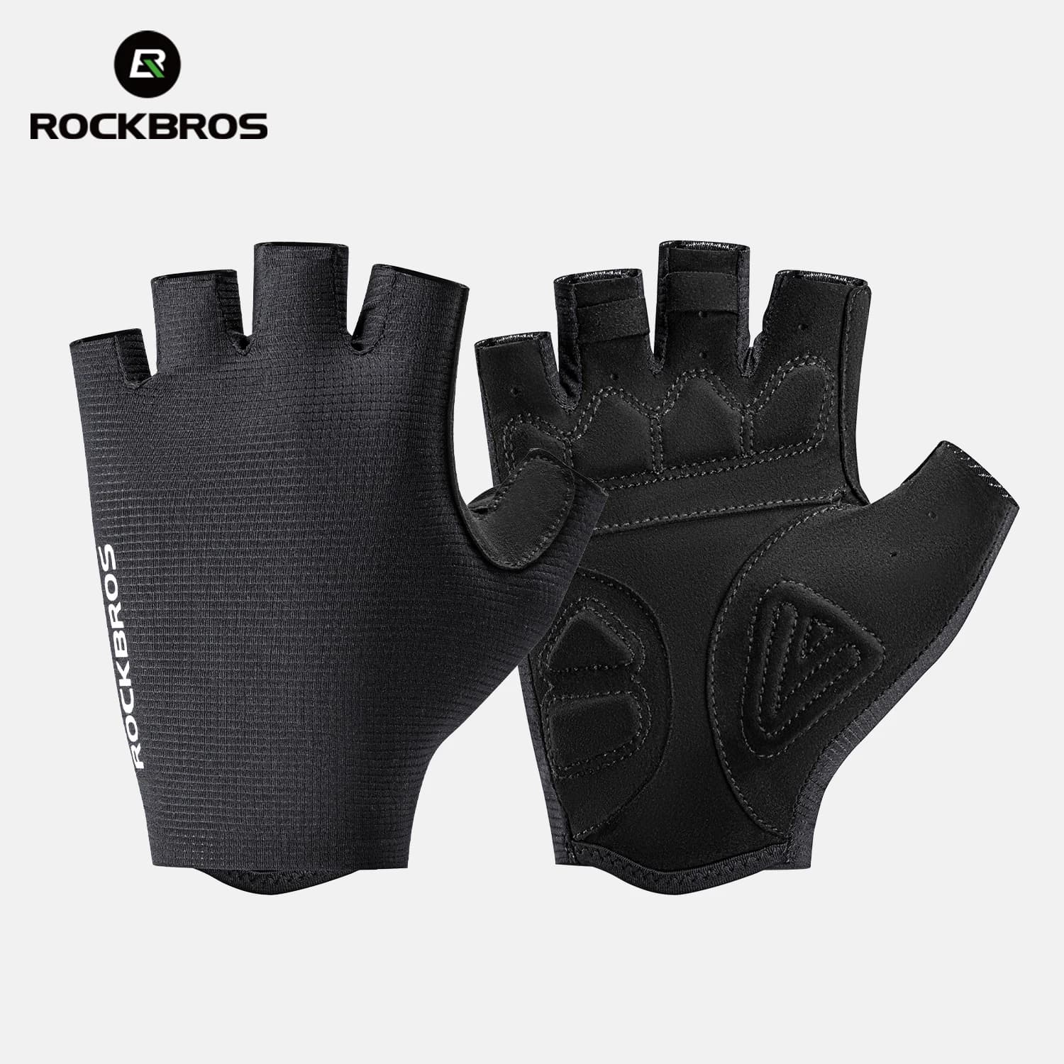 ROCKBROS Guanti da ciclismo Mezze dita Estate Traspirante Antiscivolo SBR Pad Antiurto MTB Guanti da bicicletta da strada Guanti da ciclismo Pantaloncini