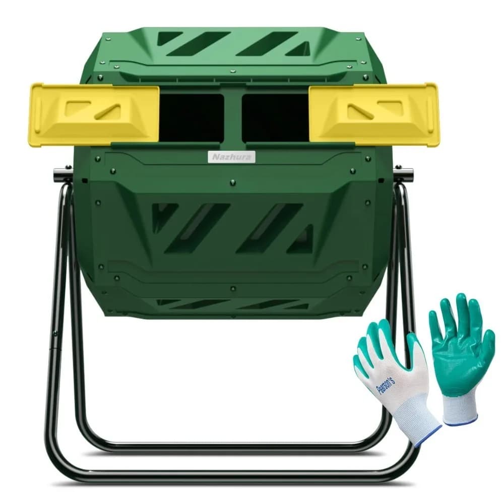 Composter a Doppia Camera da 43 Galloni (Inclusi Guanti da Giardinaggio Pearson), Personalizzato