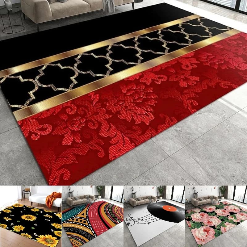 Tappeti nordici semplici di lusso con fiori per soggiorno, camera da letto, tappeti di grandi dimensioni per la decorazione domestica, tappetini per divani antiscivolo astratti per camera da letto