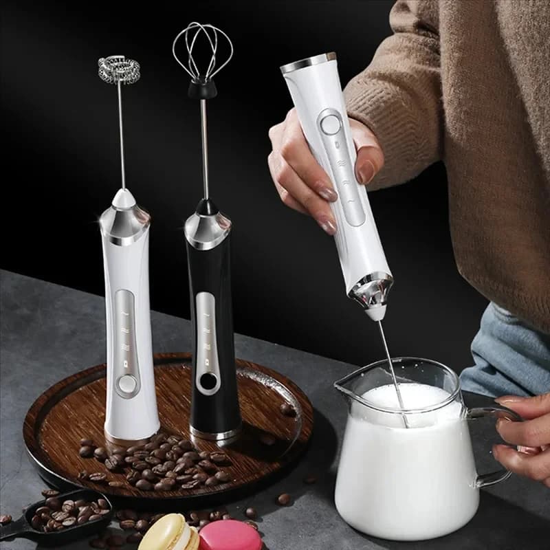 1 montalatte elettrico, montalatte elettrico ricaricabile a 3 velocità con doppio stecchino, frullino per uova, frullatore per creme da cucina, mixer