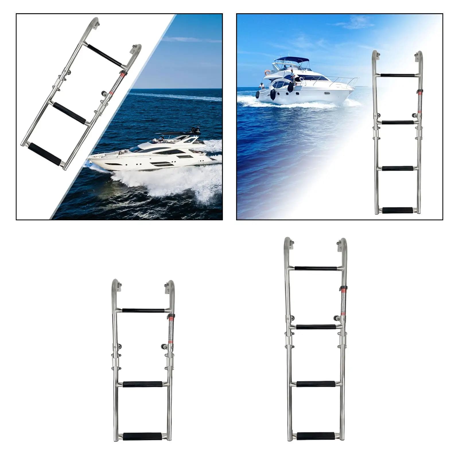 Scaletta Telescopica per Piscina in Acciaio Inossidabile, Scala Pieghevole per Imbarcazioni e Piattaforme Marine
