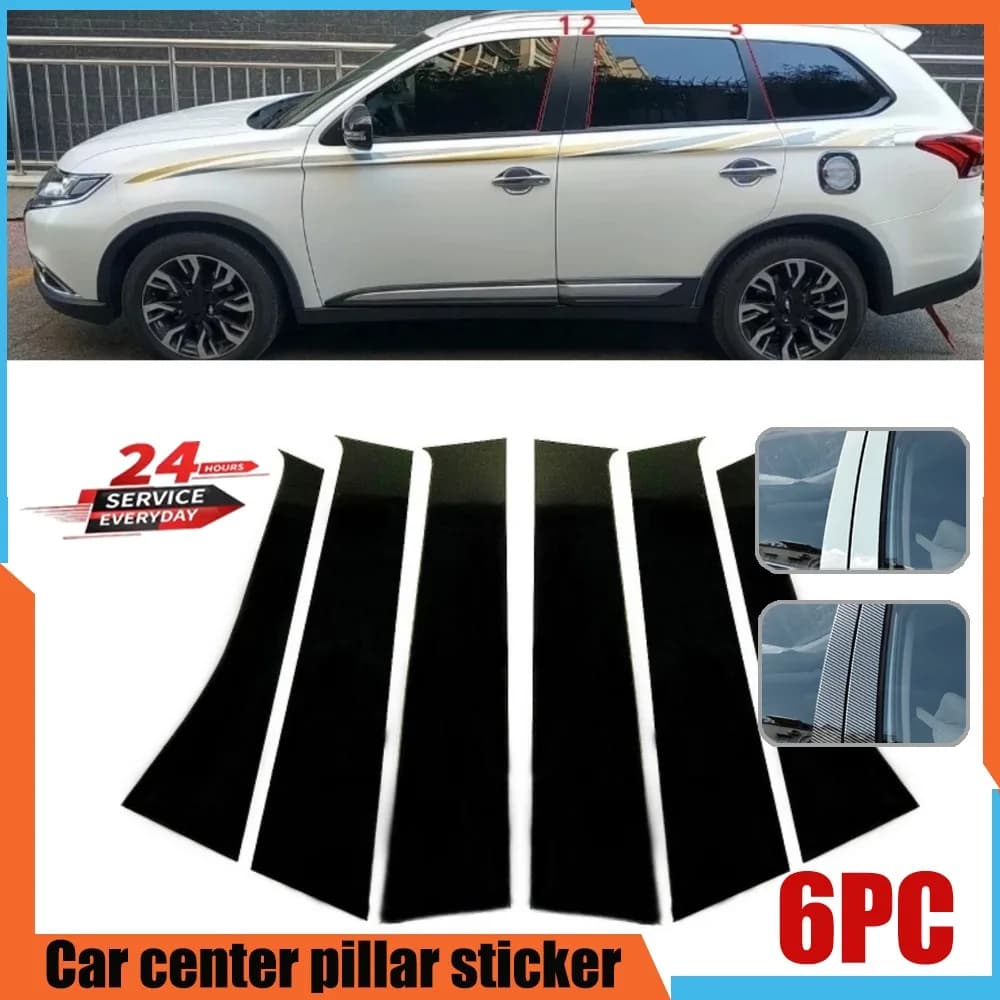 6 Pezzi Adesivi per Rivestimento Montanti Finestrini Auto per Mitsubishi Outlander 2013 2014 2015 2016 2017 2018 2019 2020