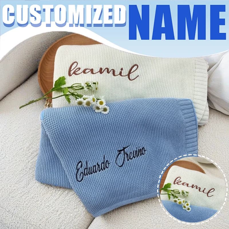 Coperta per bambini lavorata a maglia personalizzata Nome personalizzato Avvolgente per neonato Coperta per passeggino con isolamento termico Regalo per baby shower per Winte