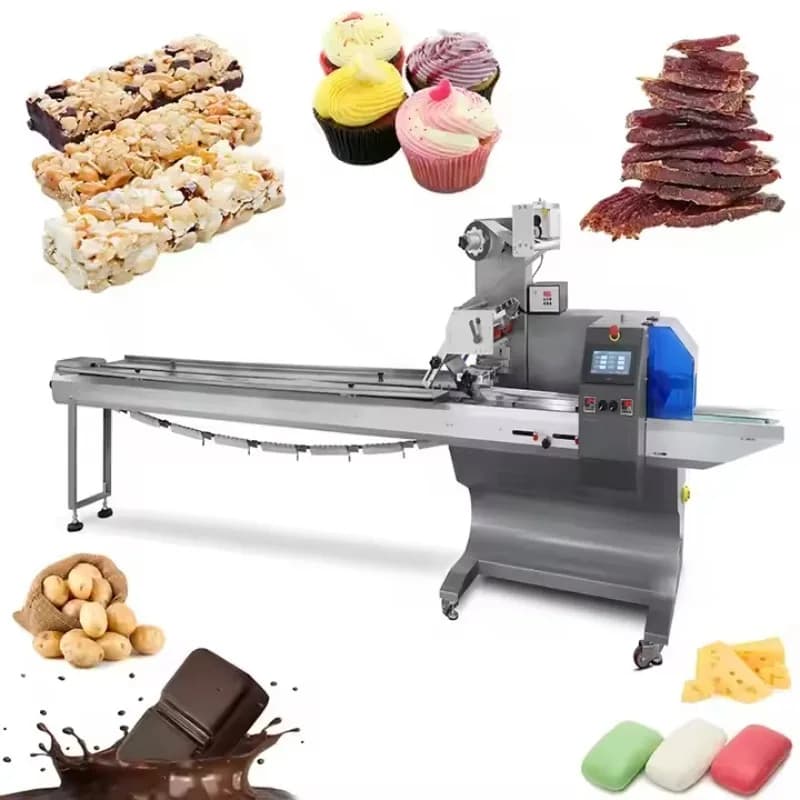 Macchina Automatica per Confezionamento a Cuscino per Snack Morbidi e Zucchero Filato - Sigillatura Stabile, Funzionamento Semplice, Attrezzatura per Imballaggio Alimentare