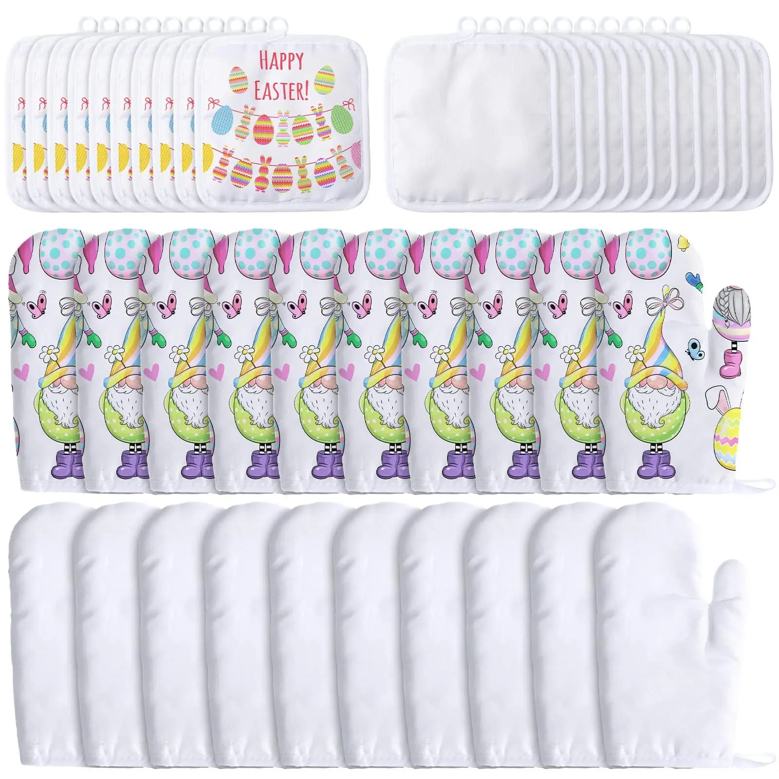 2pcs Sublimation Blank Oven Mitts Set Sublimation Blank Pot Holders Heat Resistance Oven Gloves Kitchen Dining Room Accessories