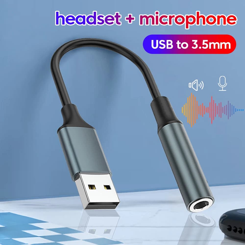 Adattatore audio USB da USB A a jack da 3,5 mm, connettore per cuffie, supporta la funzione microfono per cellulari, tablet, laptop, computer