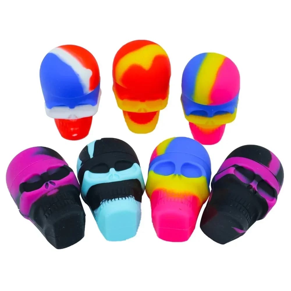 Contenitore in silicone da 2 pezzi a forma di teschio da 15 ml, contenitore per barattolo di olio, cera antiaderente portatile