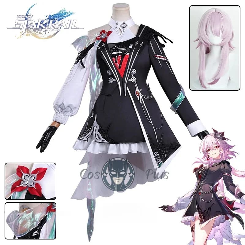 Honkai Star Rail Enight Costume Cosplay Parrucca Cappotto Orecchini Accessori per capelli Puntelli Set completo per donne Ragazze 7 marzo Halloween