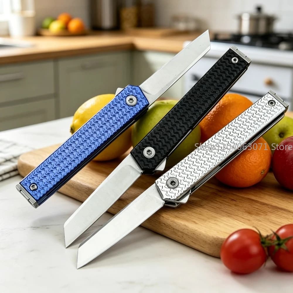 Coltello Pieghevole Leggero per Frutta, Lama Tanto, Manico in Acciaio 420, Coltello da Cucina Portatile, Ottimo Aiutante in Cucina