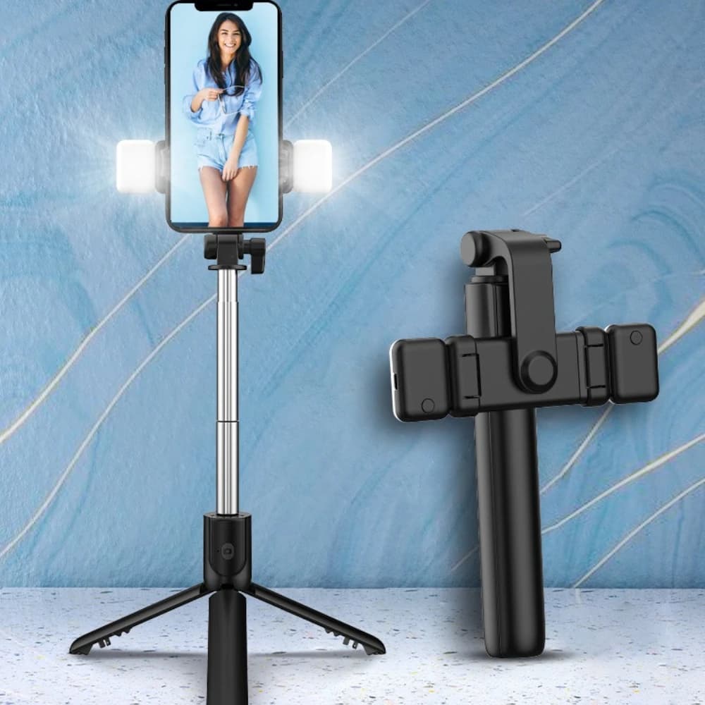 1pc Nuovo Bluetooth Selfie Stick con asta telescopica estensibile LED Luce di riempimento Supporto per telefono Mini supporto per treppiede portatile all-in-one