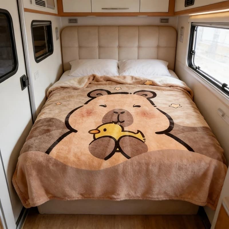 Newest Blanket Capybara Print Flannel Blanket Cute Rodent Soft Warm Travel Bed Throw Blanket