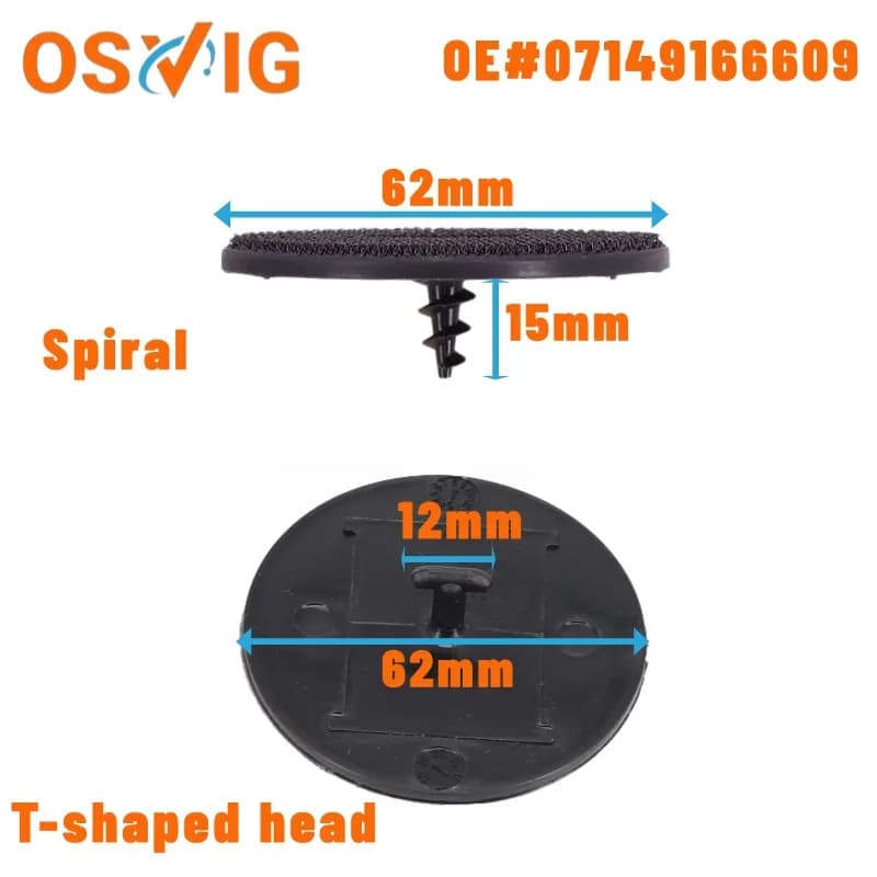 2 pieces 07149166609 9171368-106480-11 BMW Carpets, Car mat clips, T-shaped fixing elements/spiral