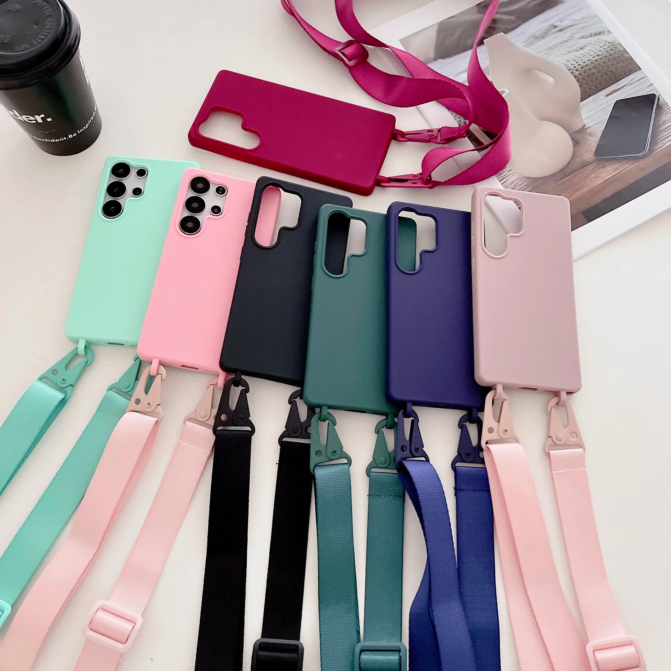 Shockproof TPU Crossbody Lanyard Silicone Phone Case For Samsung S25 S24 S23 S22 S21 Plus FE S25 Ultra Pro A16 A06 Soft Cover