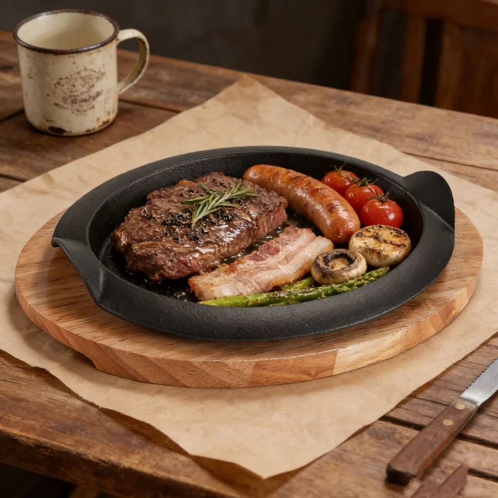 Oval Cast Iron For teppanyaki Grill Pan for Steak Fish Pancakes Frying Non Coated Griddle Pan for Home Kitchen Use