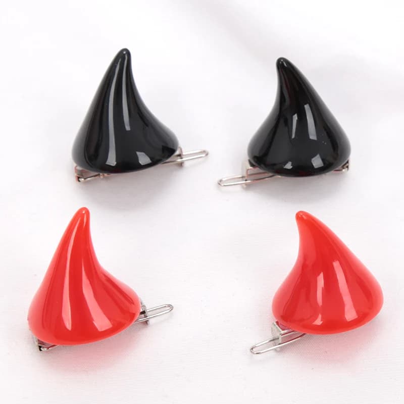 1 Paio di Piccole Forcine a Forma di Corno di Demone, Accessori per Capelli Gotici per Feste e Cosplay, Fermagli per Capelli da Ragazza per Halloween