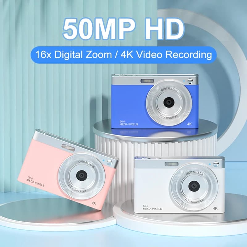 Digital Camera 50MP with Autofocus 16X, IPS Screen from 2,88", 4K Video Recording, Video Camera for Vlog, Webcam for Streaming Live WIFI, Camera for Selfie