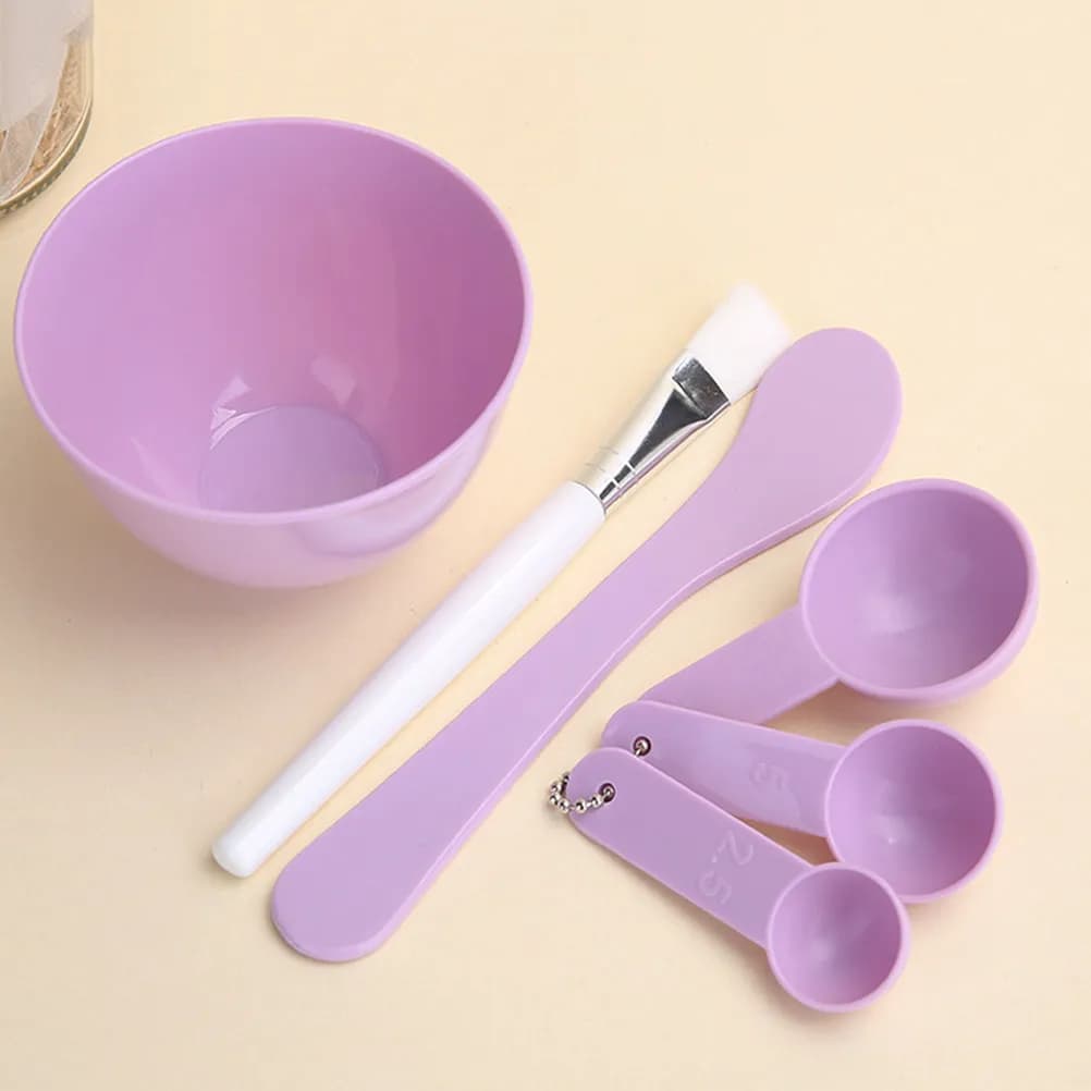 3Sets DIY Facial Mask Tool Set Plastic Bowl Measuring Cup Lightweight Ergonomic Design Easy Clean Carry Facial Mask Bowl