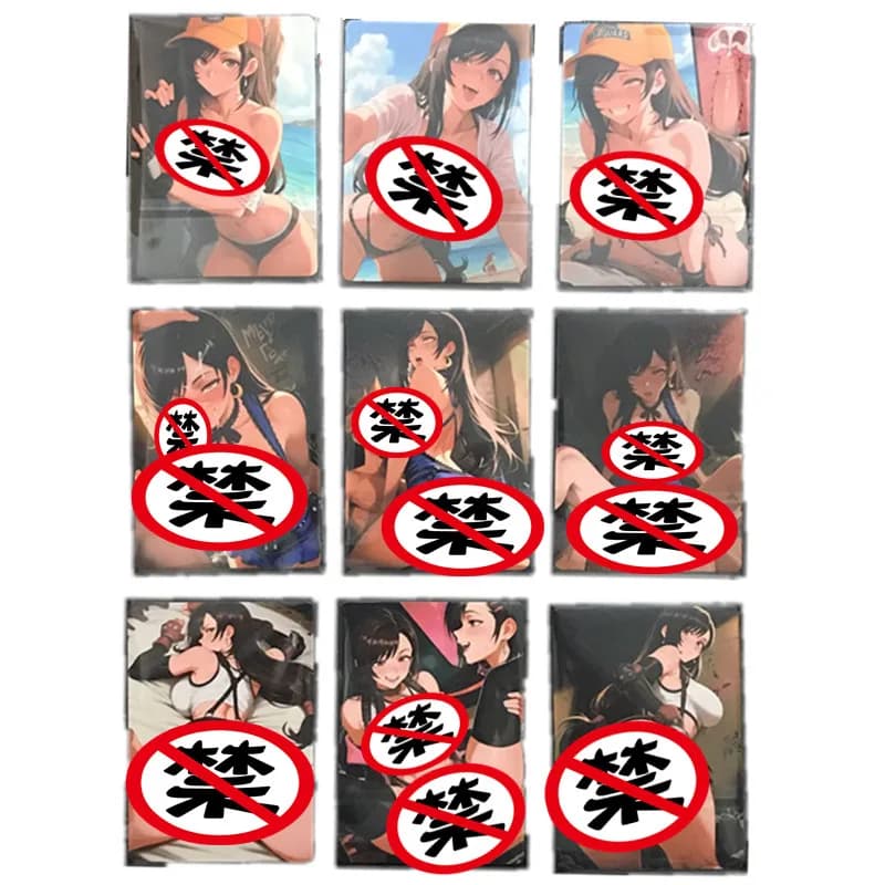 9 pz/set Carta Sexy Final Fantasy Tifa ACG Dea Nuda Carta 18+ Adulti Anime PC Giochi di Avventura Giocattoli Regali Collezione di Carte