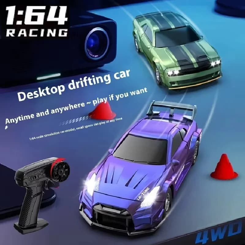 Auto telecomandata in scala 1:64 Funzione completa a quattro ruote motrici Drift Racing Modello da tavolo Giocattolo per bambini e regali da collezione
