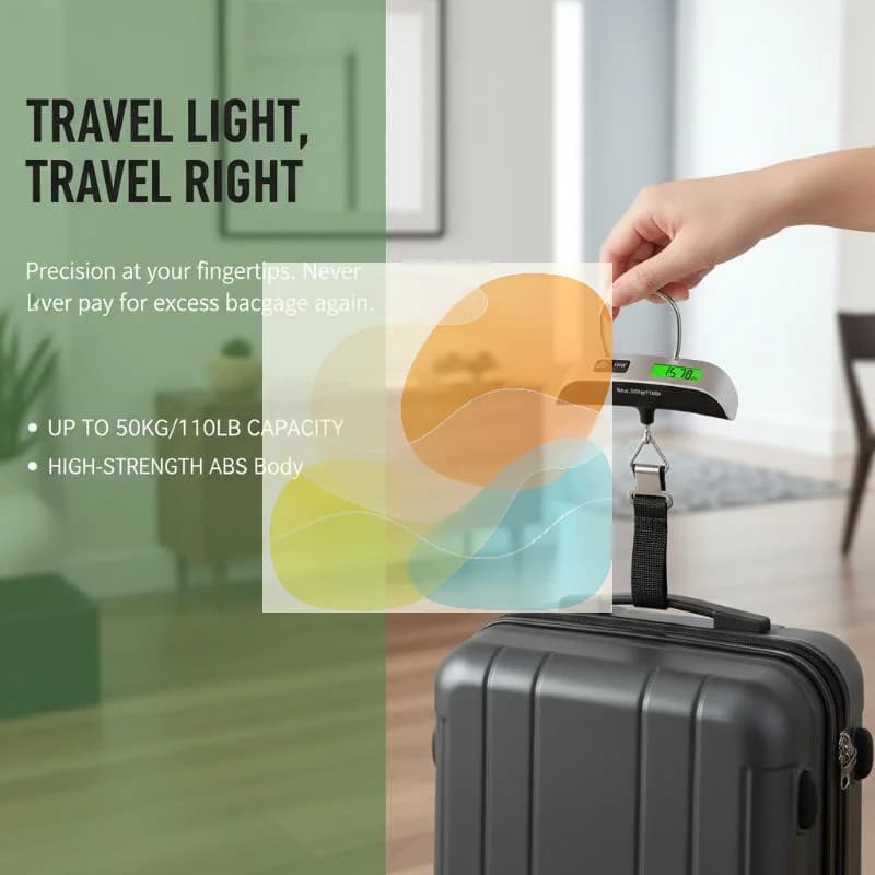 Handheld Hanging Luggage Scale Mini Portable Digital 50kg 110lb Weighing Tool for Travel Suitcase Baggage