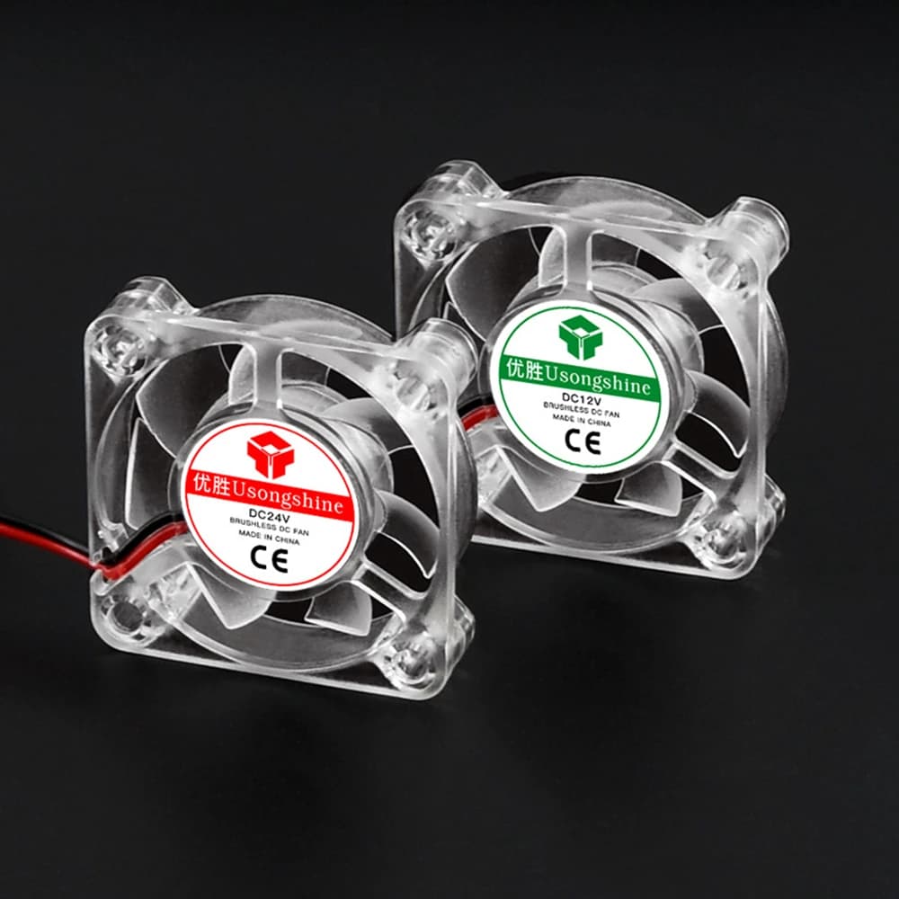 Ventola di Raffreddamento Mini Trasparente Idraulica 3010 4010 12V/24V con Luce LED, Ventola di Scarico Silenziosa per Stampanti 3D