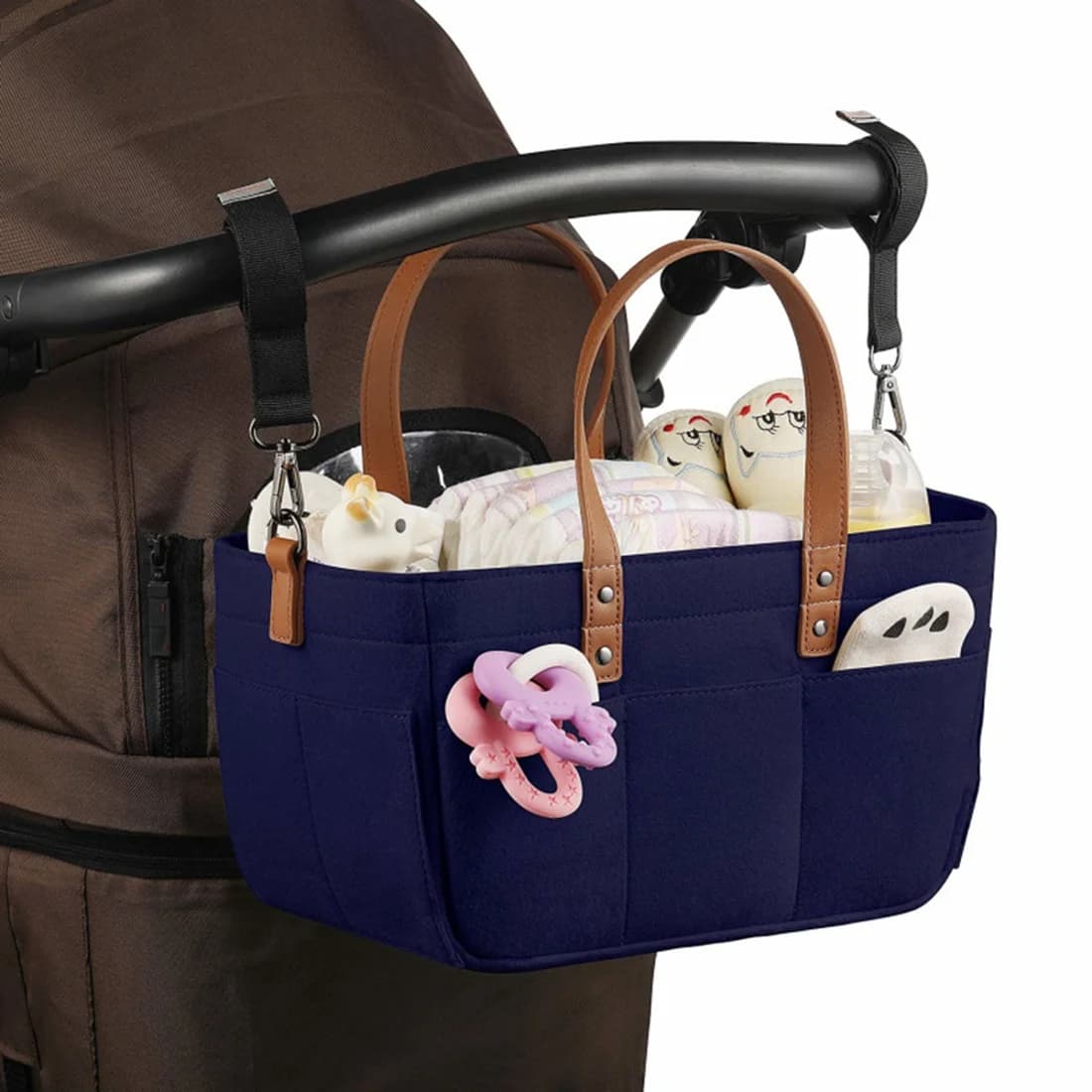 AT59 Cestino portaoggetti per asilo nido in feltro per bambini Borsa per pannolini per neonati con manico Caddy che cambia pannolini Portaoggetti per bambini
