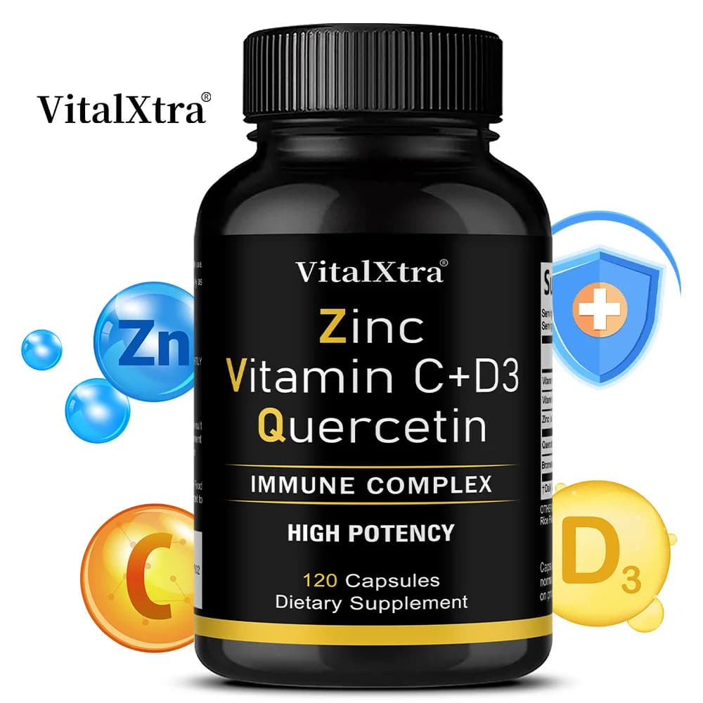 Supplement of immune and respiratory support, recipe of zinc vitamin C and vitamin D3, antioxidant, suitable for men and women, gluten-free