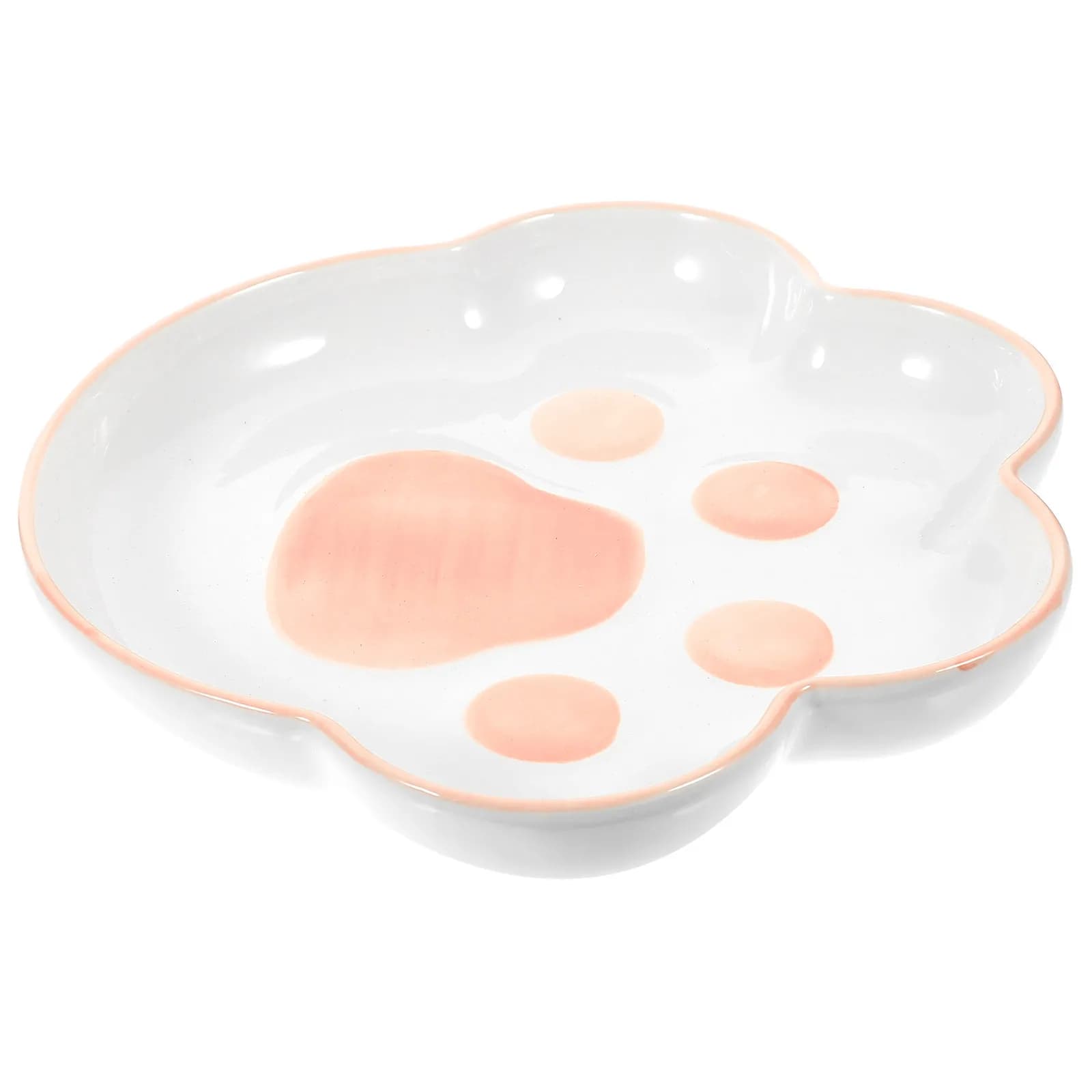 Ciotola in Ceramica a Forma di Zampa di Gatto, Bordo Arrotondato Antiscivolo, Ciotola per Cibo per Gatti da Interno, Piatto per Cibo per Cuccioli, Accessori per Animali Domestici