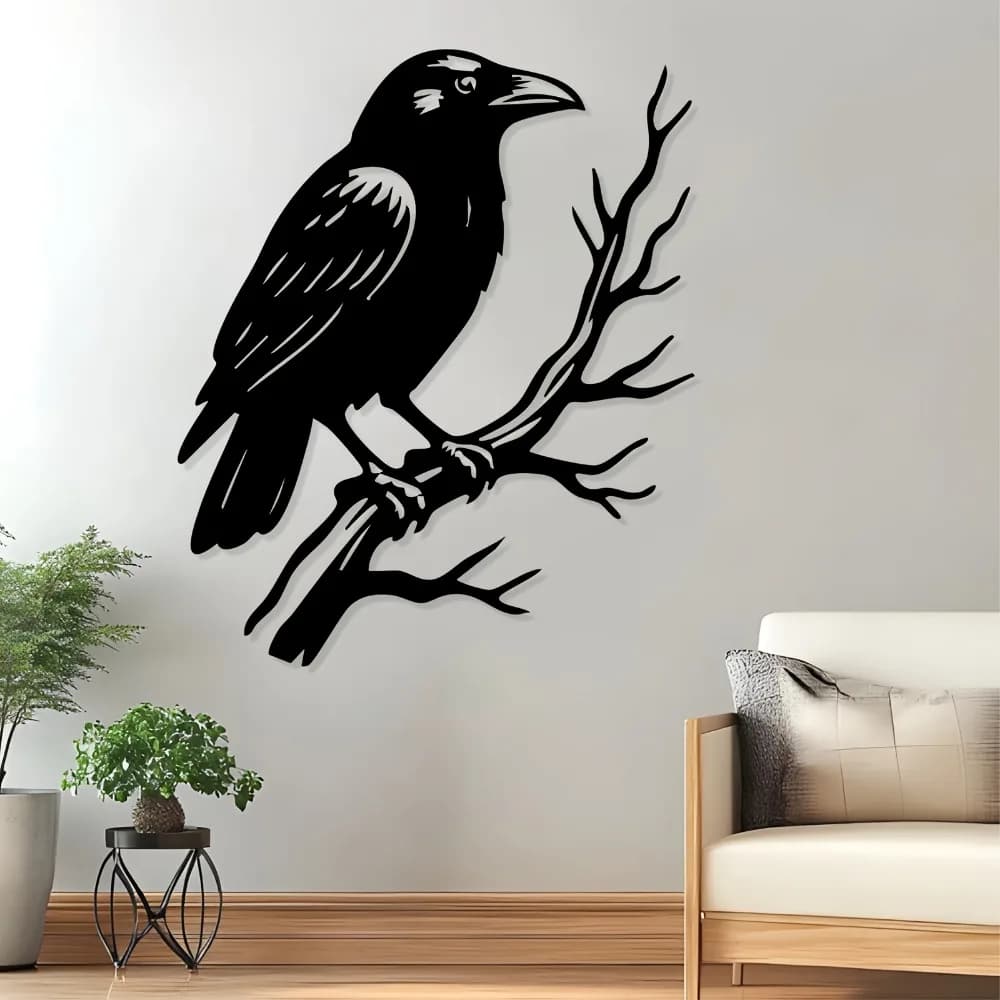 CIFbuy Metal Wall Art Gothic Raven Hook Iron Decor Indoor Home Ornament Gift For Dark Wall Decor Lovers Room Decor