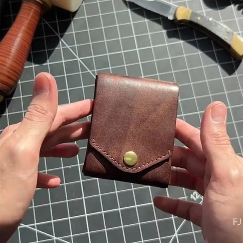 [YU] Portafoglio compatto multifunzionale, porta carte/portafoglio in pelle fatto a mano, portafoglio piccolo e sottile compatto, slot per penna integrato