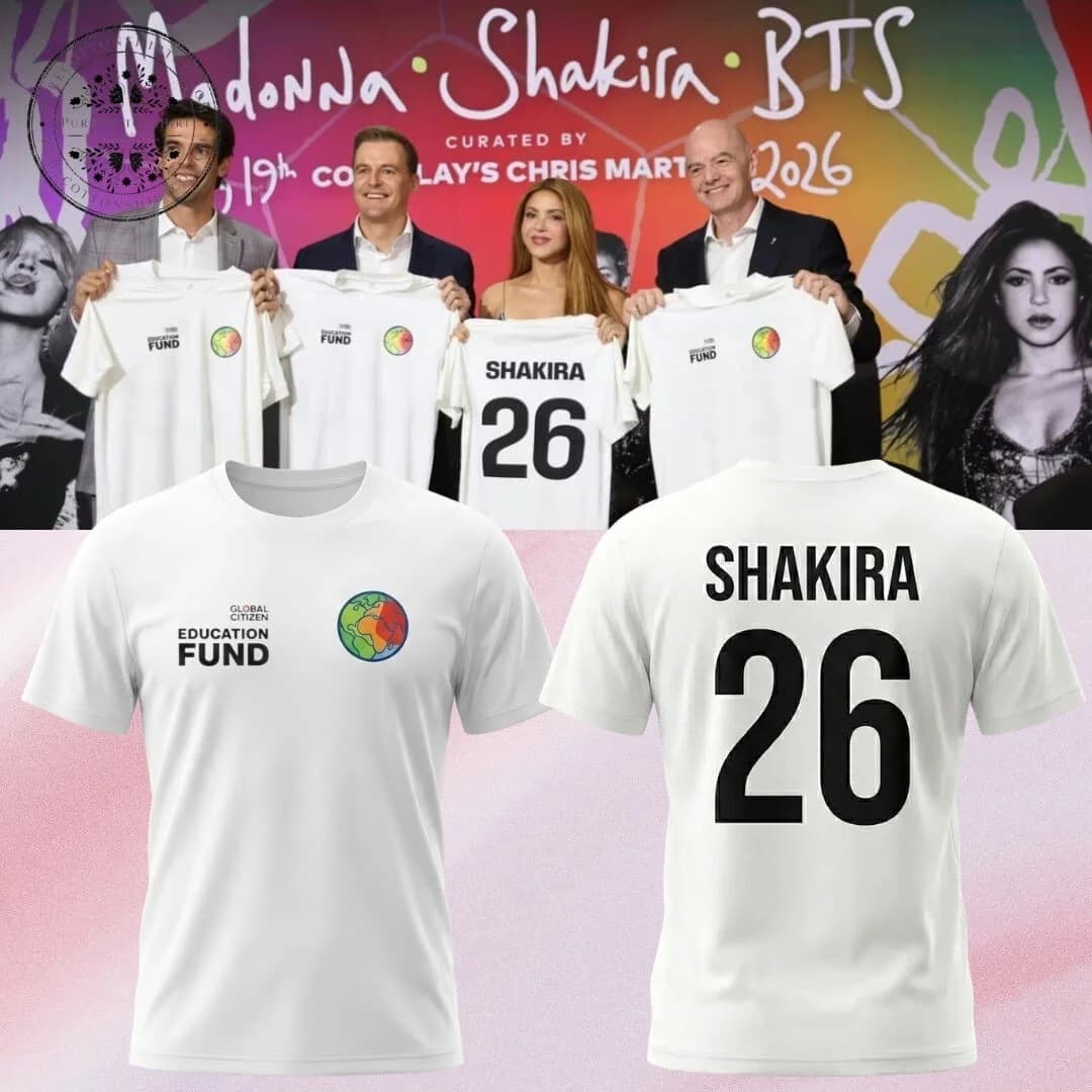 Unisex Shakira 26 Number T‑Shirt Double Sided Print Short Sleeve Tee Pop Music Fan Casual Summer StreetwearT Op Family Matching