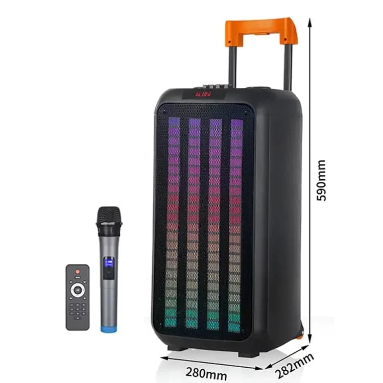 Altoparlante Portatile Hifi con Bassi Potenti per Feste all'Aperto, Macchina Karaoke Professionale con Doppio Altoparlante da 8 Pollici, Trolley in Plastica per Computer