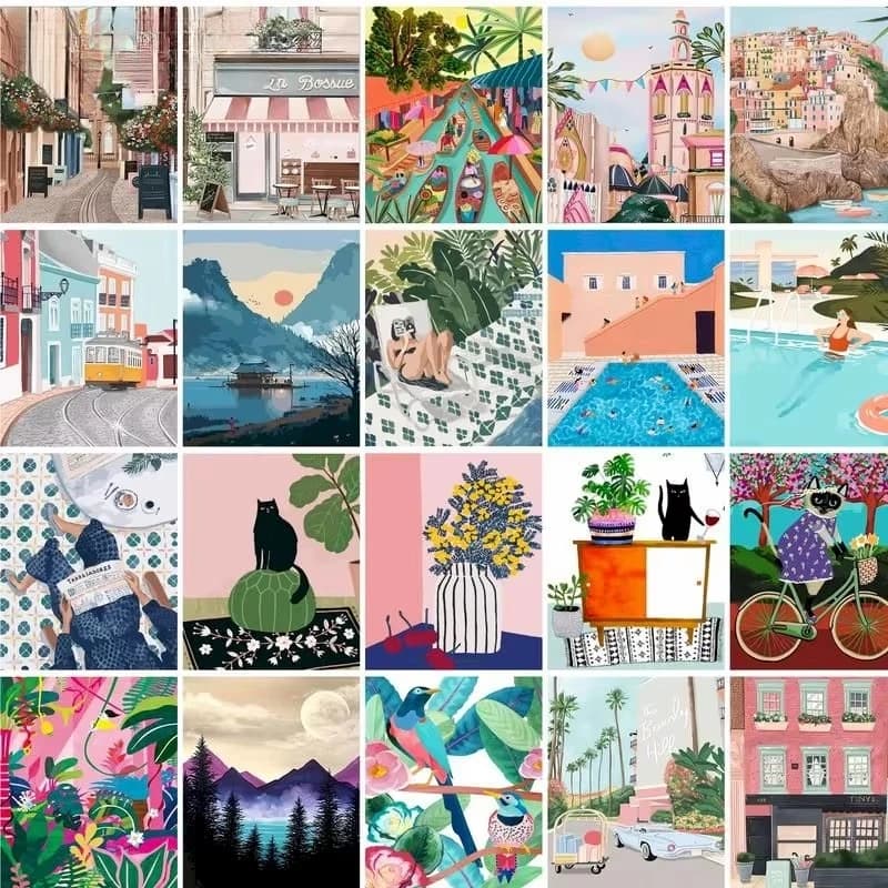 Summer Time Paint By Numbers For Adults Kids Landscape HandPainted Oil Painting DIY Gift Home Decor