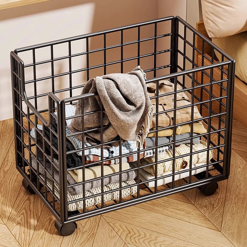 Organizzatore in Peluche con Ruote, Cesto Portaoggetti, Contenitore per Peluche per Cameretta Bambini e Sala Giochi