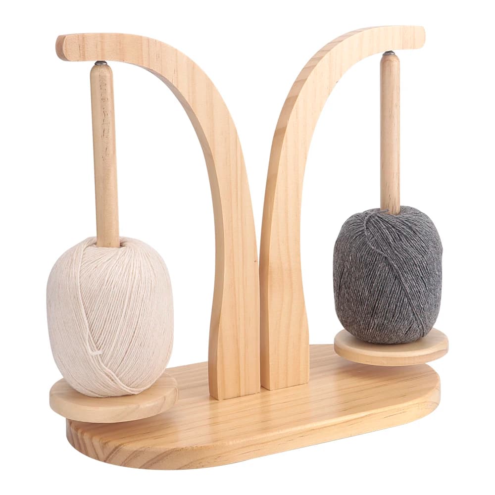 Portafilo in Legno Girevole a Doppio Mandrino, Porta Rocchetti, Porta Filo Girevole Doppio, Porta Filo di Lana Intrecciato a Mano, Avvolgitore di Filo
