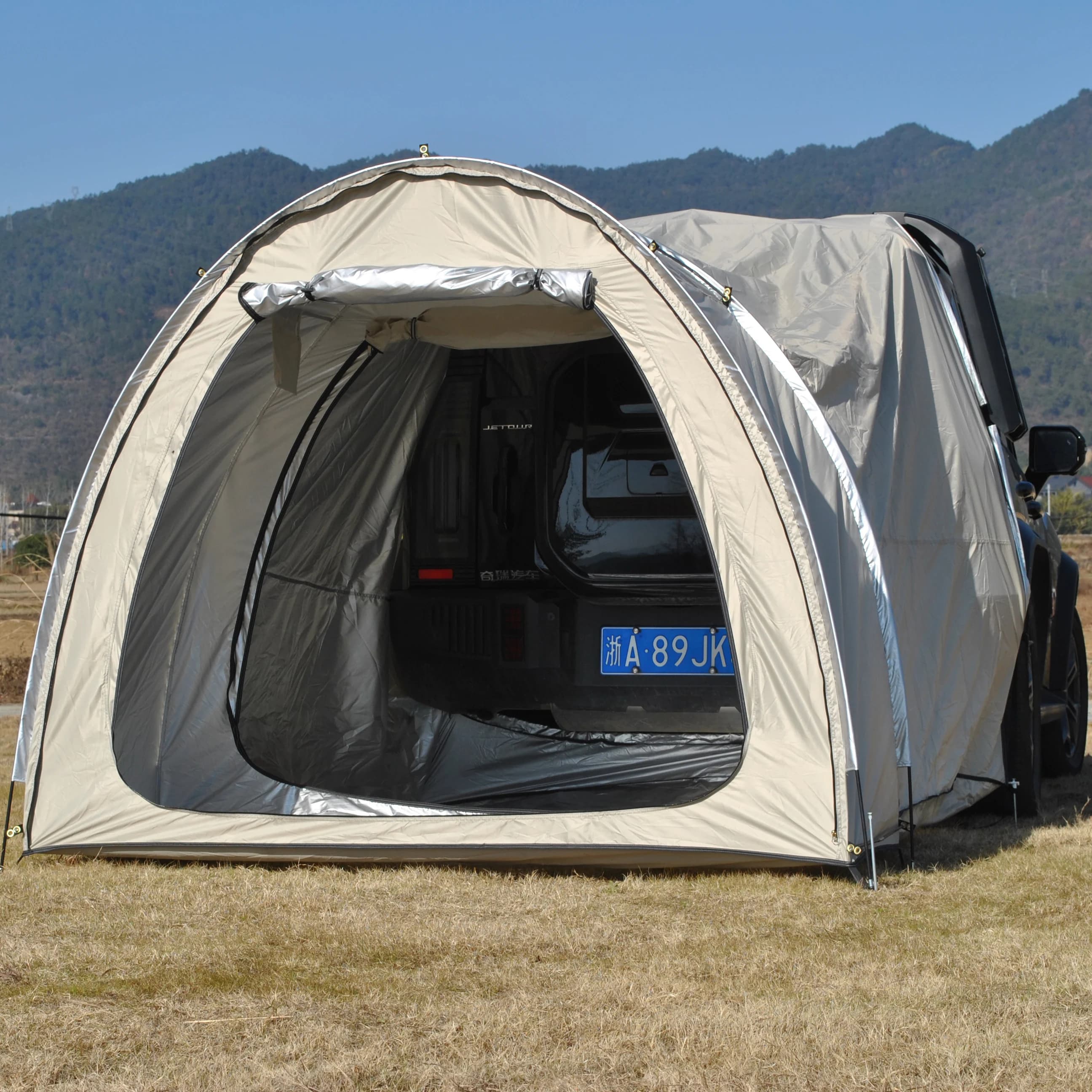 Tende da campeggio per SUV impermeabili per 1 persona, tenda da campeggio per famiglia con attacco per portellone posteriore per SUV, Jeep, camion con tettuccio