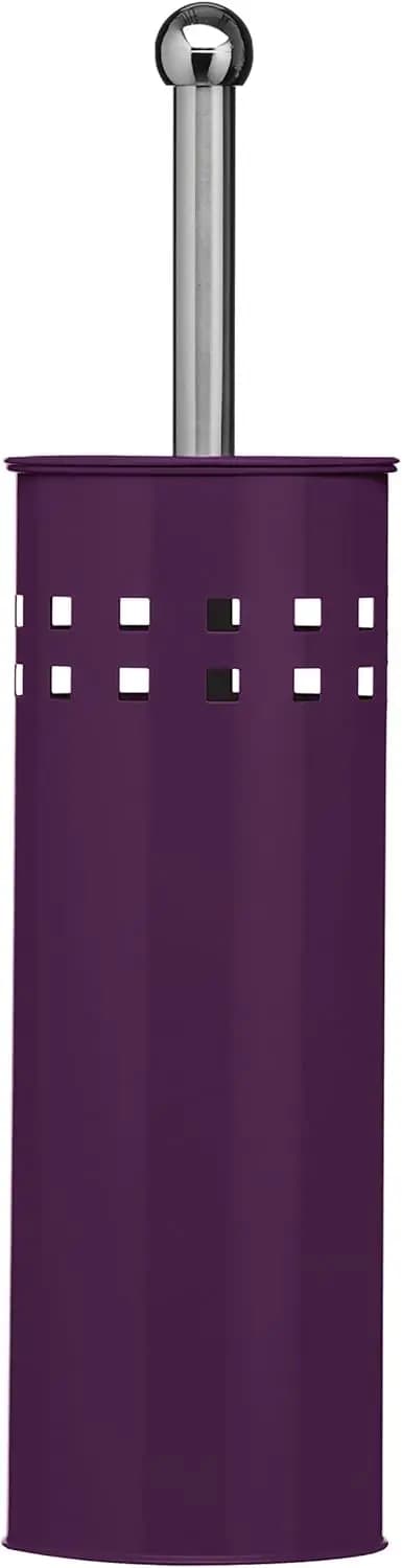 Set spazzola e supporto per WC viola, H38 x L10 x P10 cm, strumento moderno per la pulizia del bagno