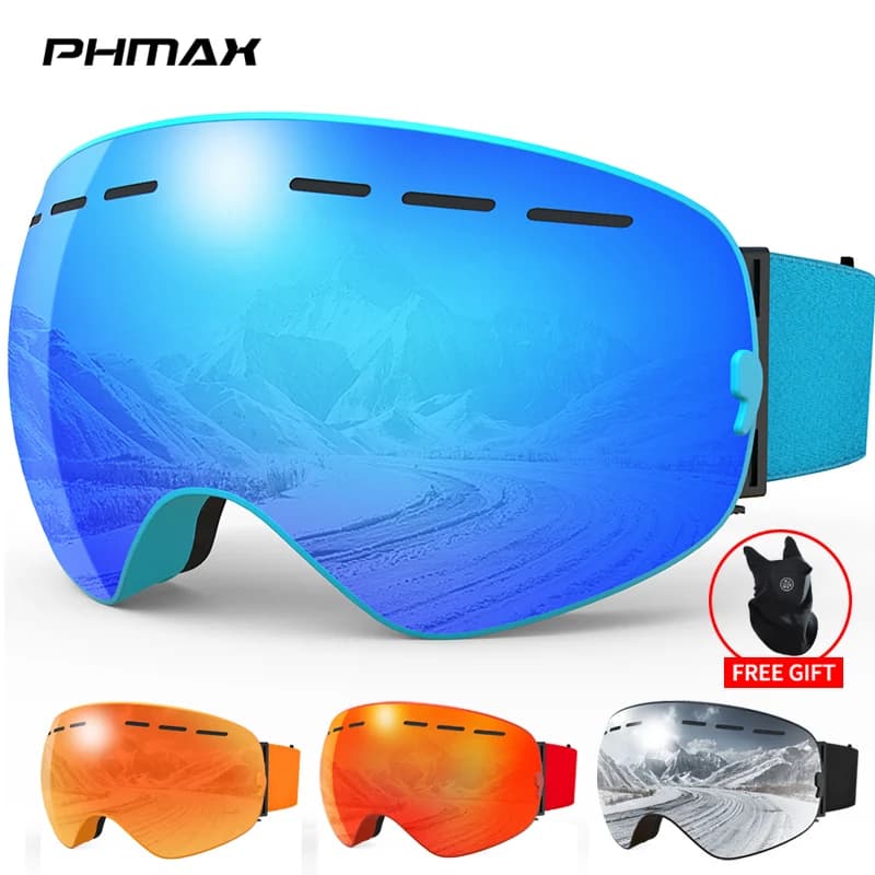 PHMAX Marca Occhiali da sci Doppi strati Anti-Fog Maschera da sci Occhiali Uomo Donna Occhiali da snowboard Sport all'aria aperta Occhiali da sci