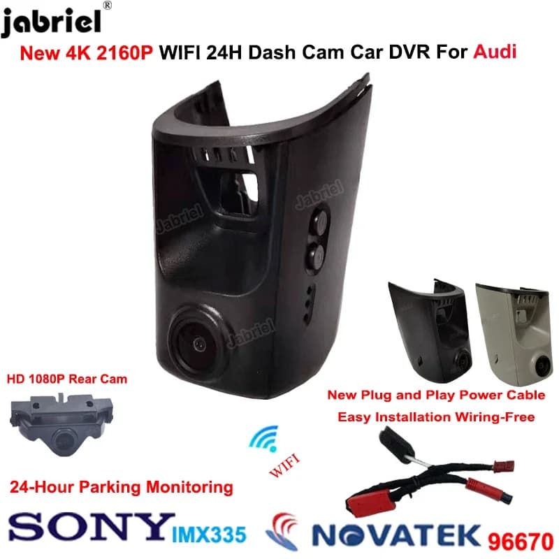 Jabriel 4K DVR per auto per audi a4 b6 b7 b8 a6 c6 c7 c8 a5 a7 a8 q5 q7 tt rs3 rs5 rs7 2013 2014 2018 2020 con sensore di luce Dash Cam