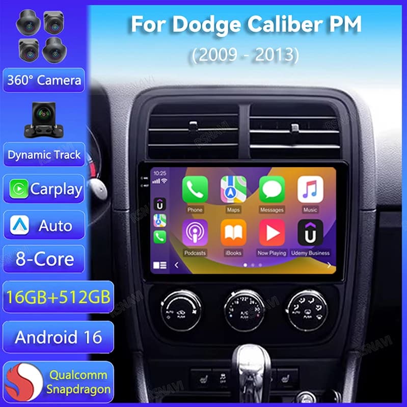 Android 16 Carplay Auto For Dodge Caliber PM 2009 2010 - 2013 Car Radio Multimedia Navigation DSP WIFI+4G BT Stereo Video Player