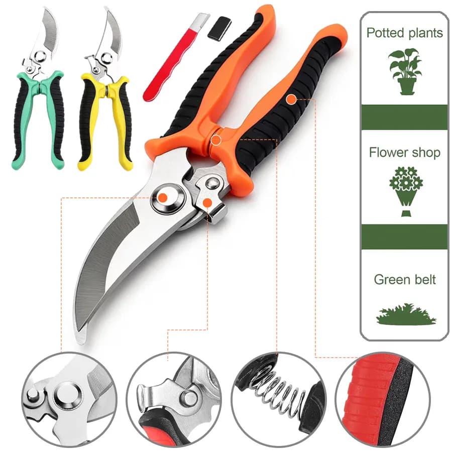 2Pcs, Professional Heavy-Duty Gardening Pruner with Non-Slip Grip - Suitable for Trimming Thick Branches, Floral Arrangements,