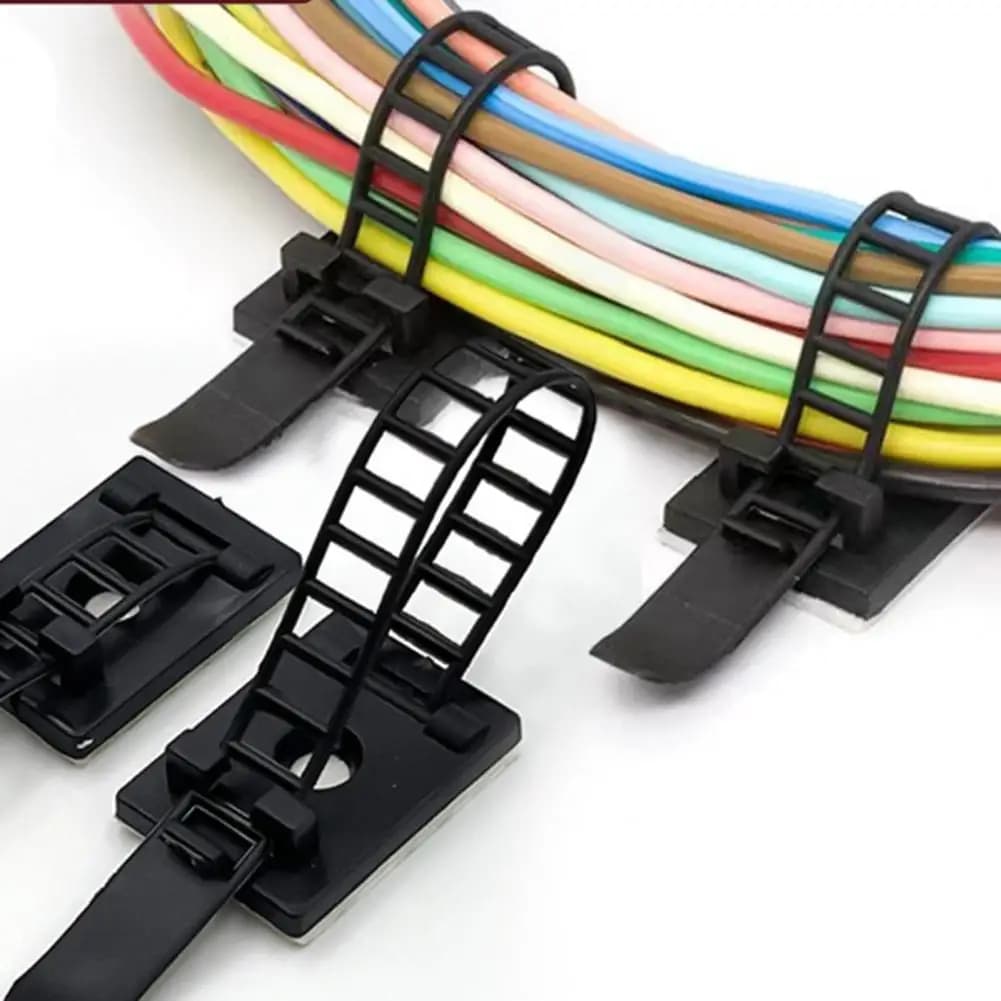 24/48 pz Clip per cavi Montaggio autoadesivo Morsetti per cavi Fascetta fissa Ghirlanda Ganci Fascette Supporto per calza di Natale Cinghie adesive