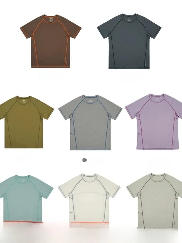 Wool Blend Outdoor Sports Casual Short Sleeve T-Shirt Mens Womens Couples round Neck American Style Breathable Skin-Fr...